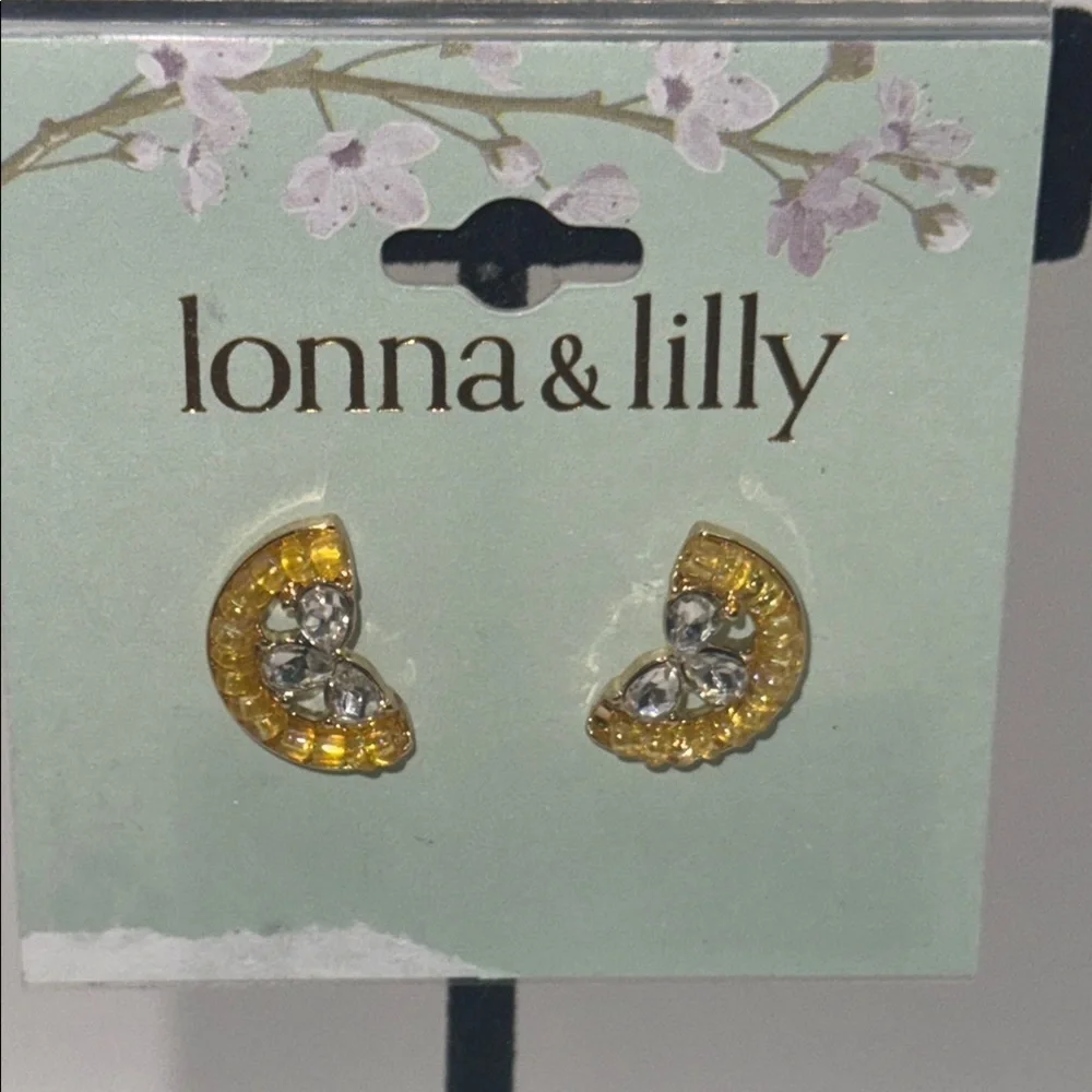Lonna & Lilly Gold and rhinestone lemon slice  Earrings